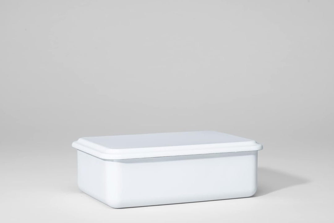 Riess, 0417-033, Vorratsbehälter mit Deckel, 23x15x7cm, Emaille, Design SERVE + STORE, WEISS, Gewich