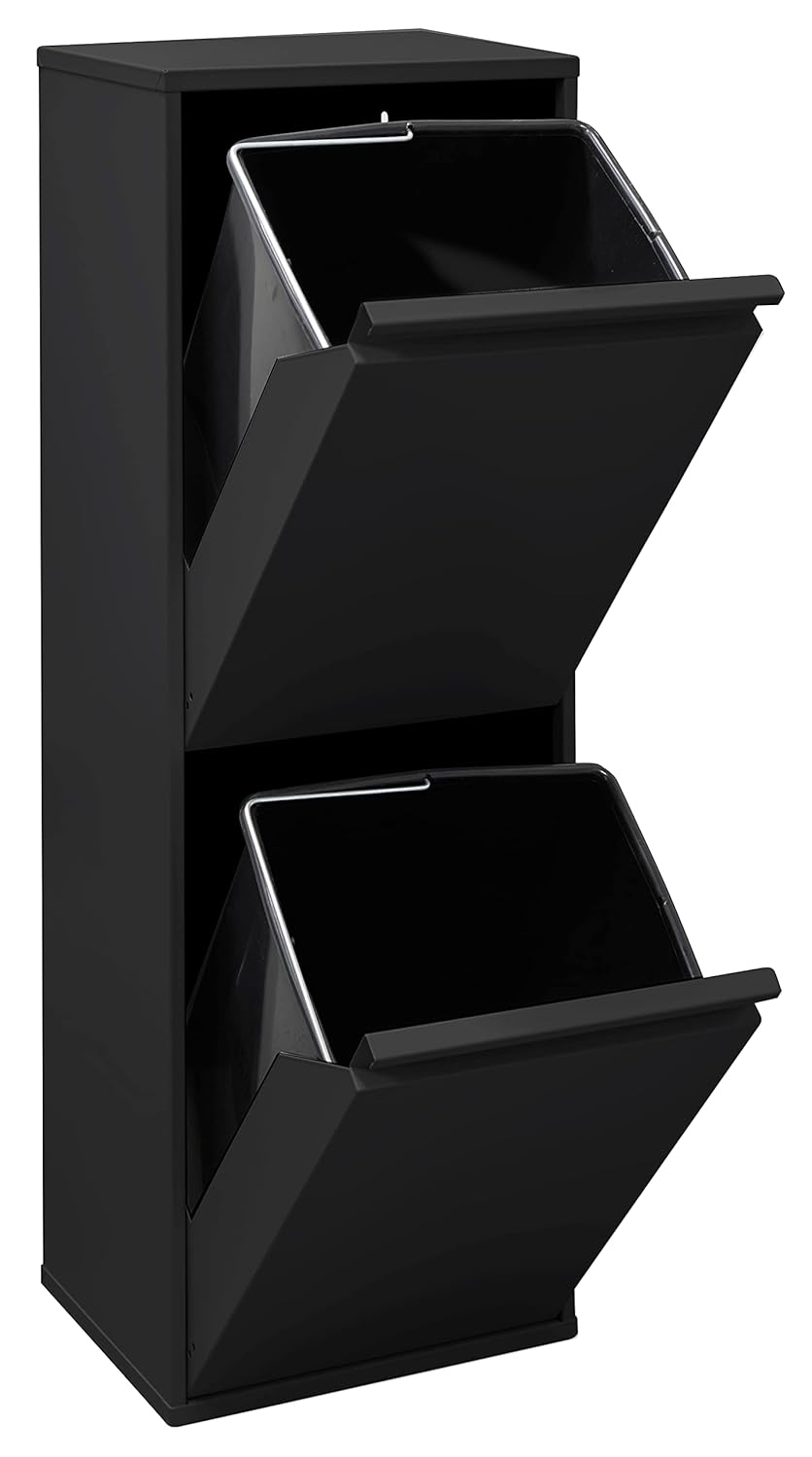 ARREGUI Basic CR206-B Recycling Abfalleimer/Mülleimer aus Stahl, Mülltrennsystem mit 2 entnehmbaren