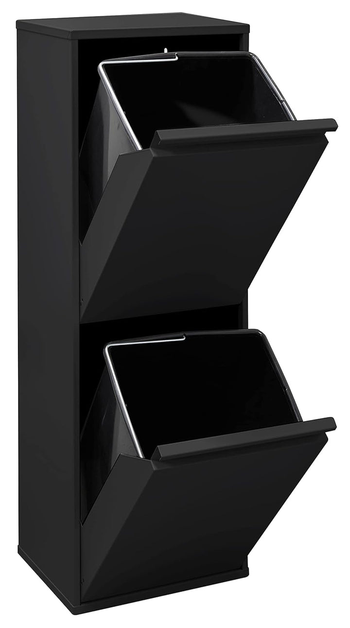 ARREGUI Basic CR206-B Recycling Abfalleimer/Mülleimer aus Stahl, Mülltrennsystem mit 2 entnehmbaren