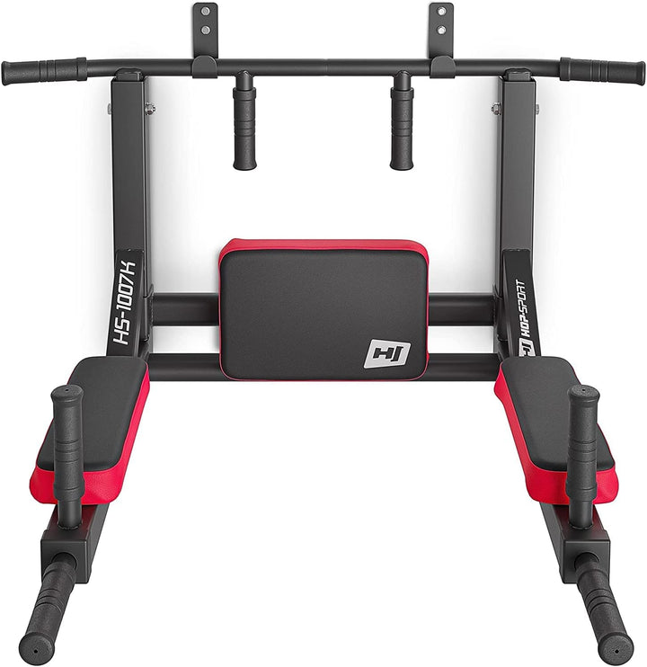 Hop-Sport 2in1 Kraftstation HS-1007K - Dip-Station mit Klimmzugstange zur Wandmontage - Pull Up Bar