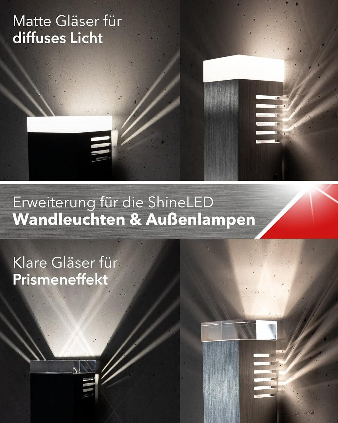 ShineLED Acrylglas Upgrade | 100mm x 100mm für 30W/12W | matt 30 Watt und 12 Watt Mattes Glas, 30 Wa