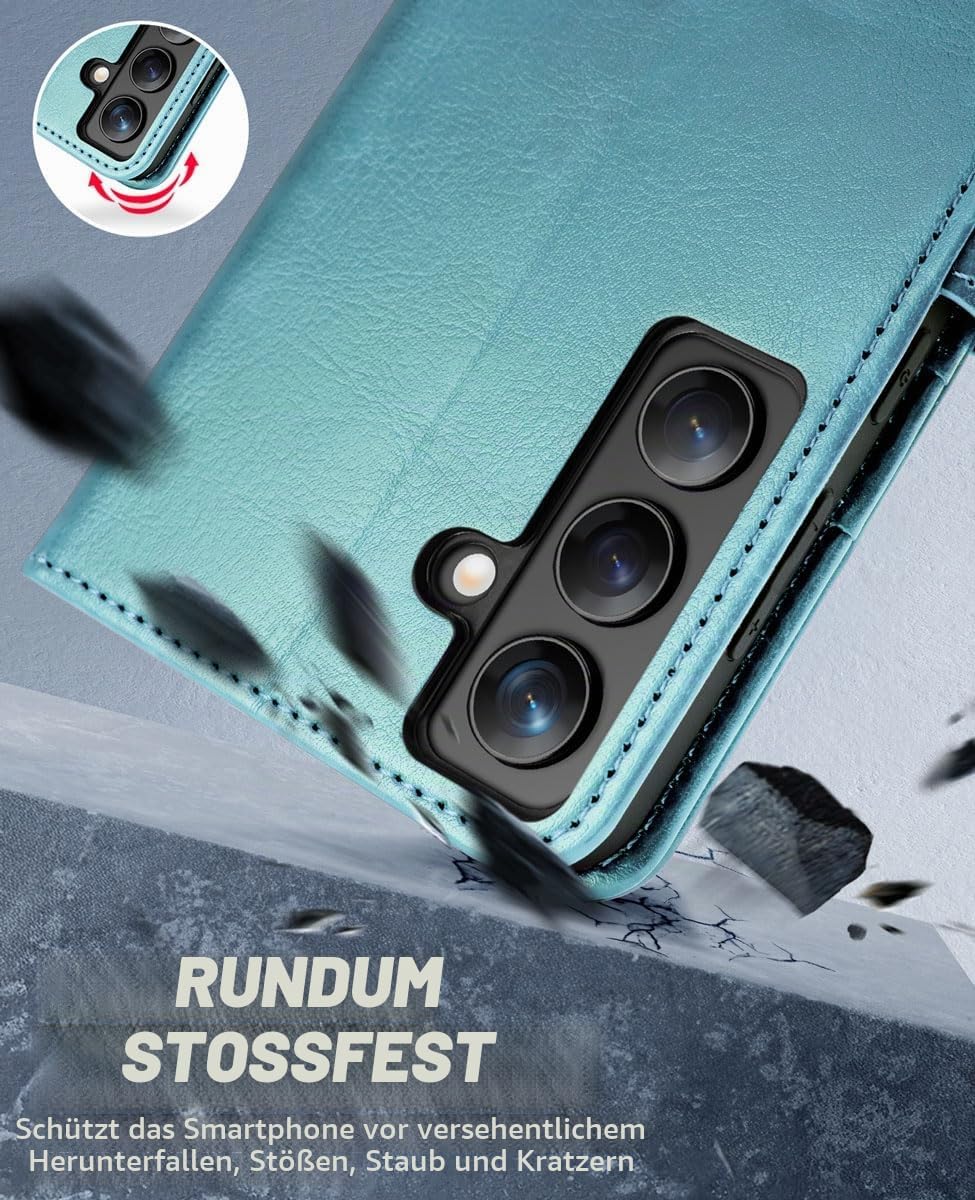 OCASE Handyhülle für Samsung Galaxy S24 5G Hülle Premium Leder Flip Klappbare Klapphülle Stossfeste