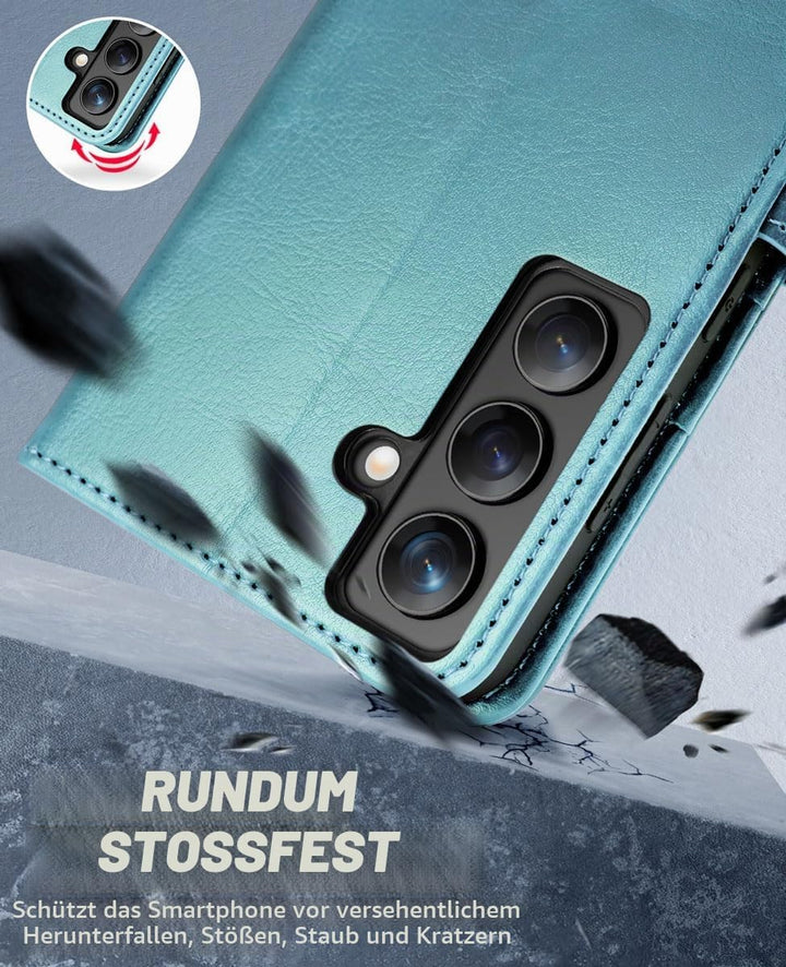 OCASE Handyhülle für Samsung Galaxy S24 5G Hülle Premium Leder Flip Klappbare Klapphülle Stossfeste