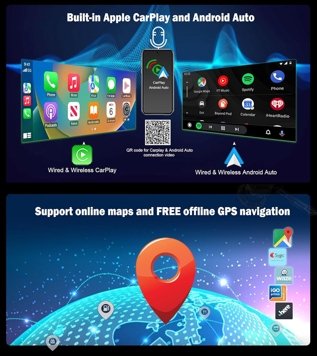 Erisin Qualcomm 8-Kern 4GB+64GB Android 14 1 Din Autoradio Bluetooth Für Audi Q5 2009-2016, 8,8 Zoll