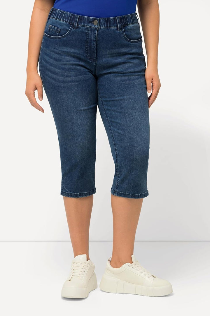 Ulla Popken Damen Freizeithose 32W / 32L Blue Denim, 32W / 32L Blue Denim