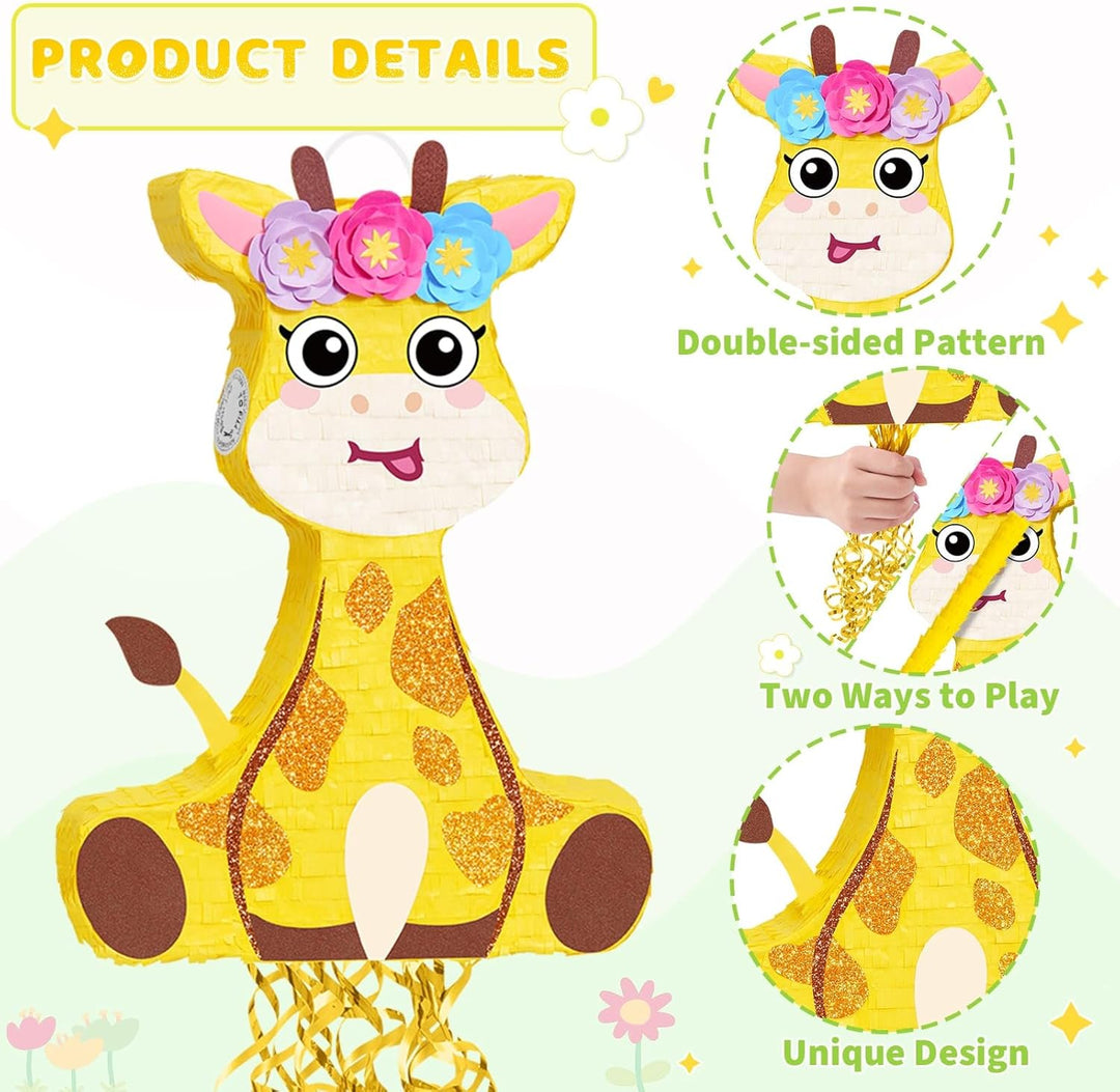 WERNNSAI Giraffen Pinata – Tier Pinata Partyspiel für Kindergeburtstage Giraffen Piñata Set mit Stöc