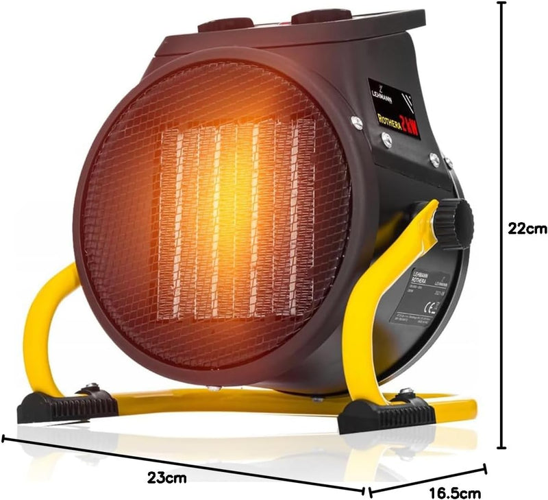 Lehmann LTOHE-2016 Energiesparend Werkstatt Heizung 2000 Watt | Heizlüfter mit 2 Heizstufen und Vent
