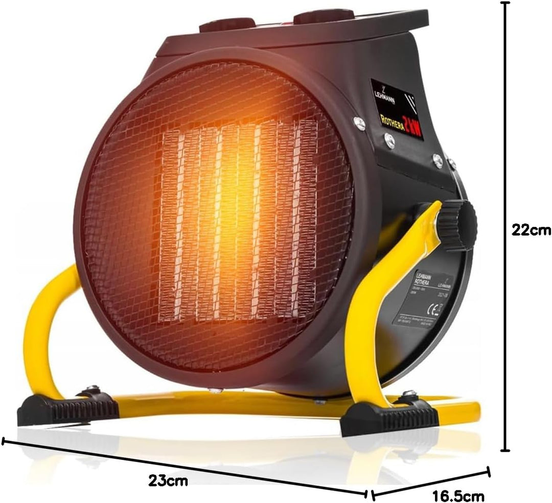 Lehmann Heizlüfter Thermoventilator Elektrischer für Schnelle Erwärmung | 3000 W | 3 Leistungsstufen