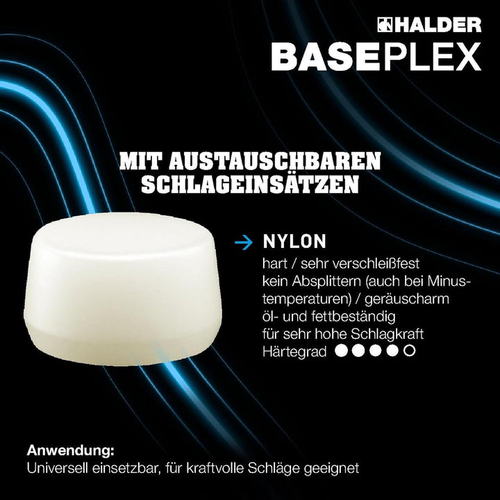 BASEPLEX-Schonhammer, Nylon/Nylon mit Zinkdruckguss-Gehäuse und Holzstiel | D=25 mm | 3908.025 Ø=25