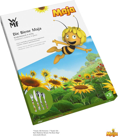 WMF Biene Maja Kinderbesteck Set 4-teilig, Kinderbesteck Edelstahl, Besteck Kinder ab 3 Jahre, Croma