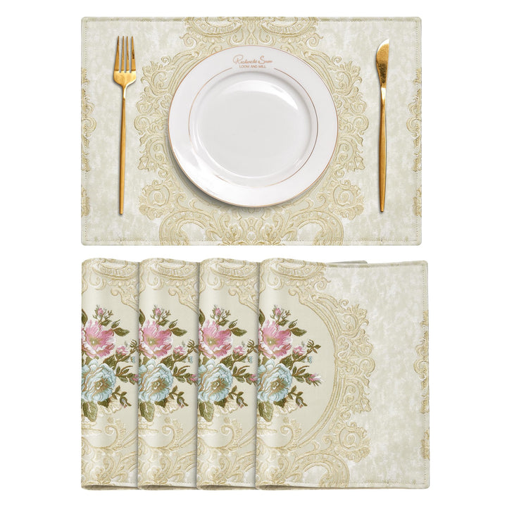 TOPLUXE Platzsets 4er Sets Florales Tischset Abwaschbar 30x45cm Platz-Matten für Esstisch Urlaub Par