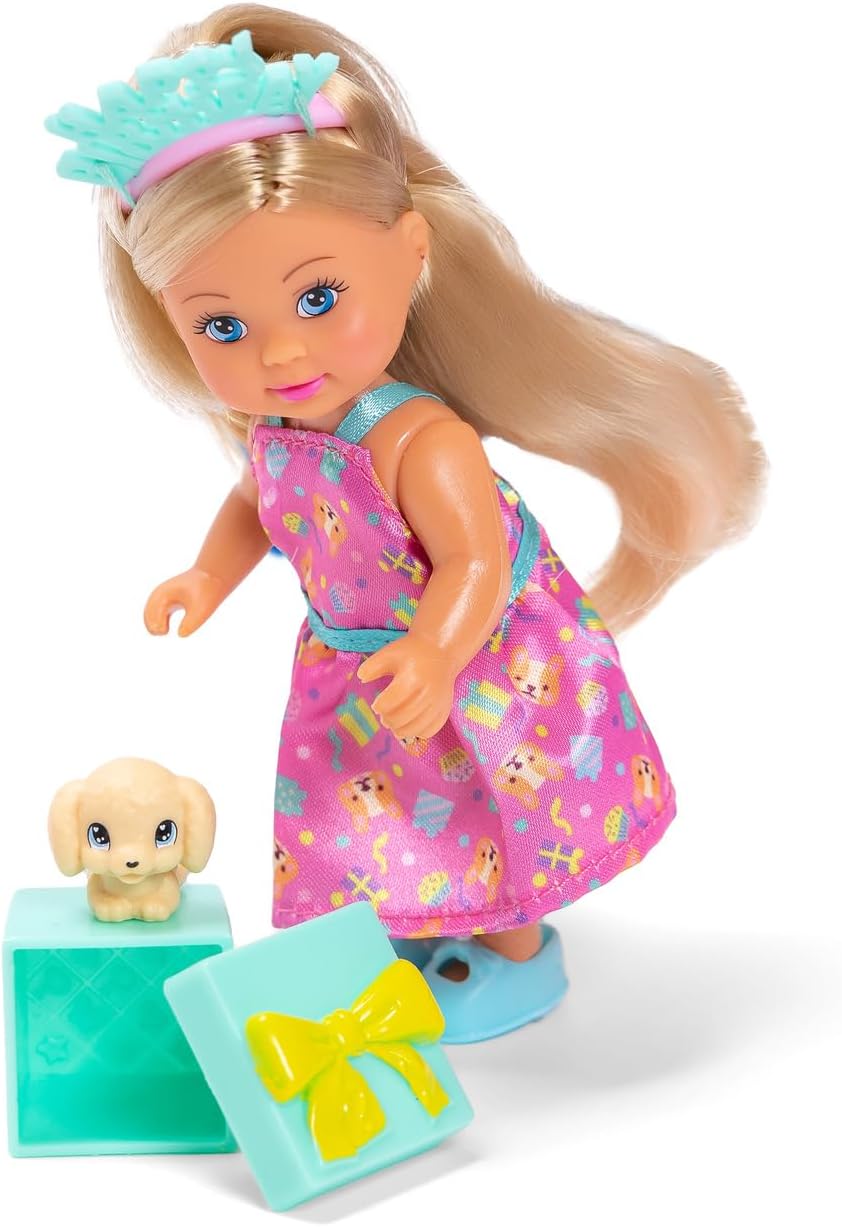 Simba Evi Love Birthday Party – Zwei Evi Puppen im Geburtstagskleid mit Haarreif, Ballon & Geschenkb