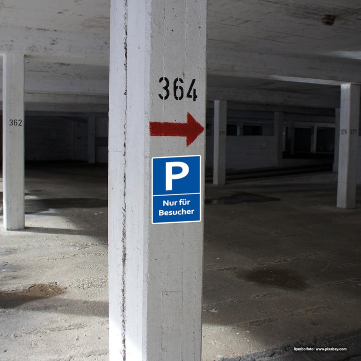 5x Schilder Nur für Besucher 20 x 30 cm aus stabiler PVC Hartschaumplatte 3mm Parkplatzschild Schild