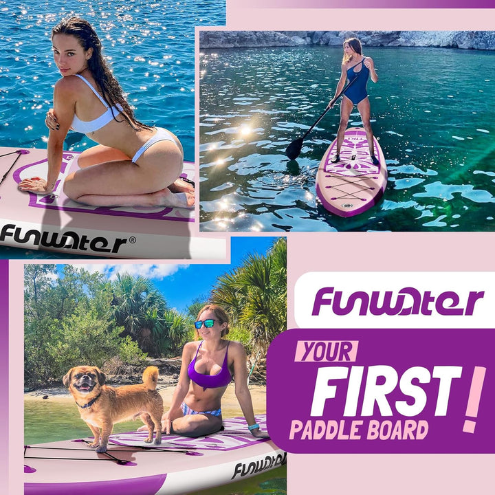 FunWater Aufblasbares Stand Up Paddle Board Multifunktionale Paddelboards mit Flossen, Knochleine, S