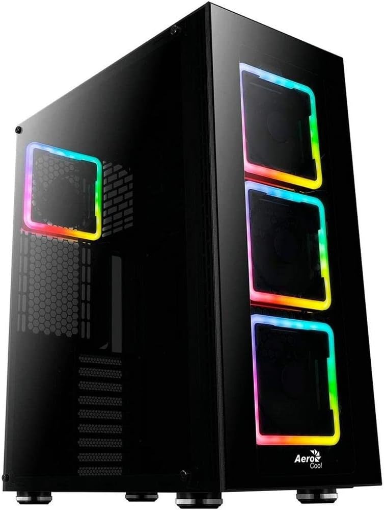 AeroCool TORPRO - PC-Gehäuse, E-ATX, Gehärtetes Glas, 4 Lüfter RGB 14cm schwarz única Schwarz TORPRO