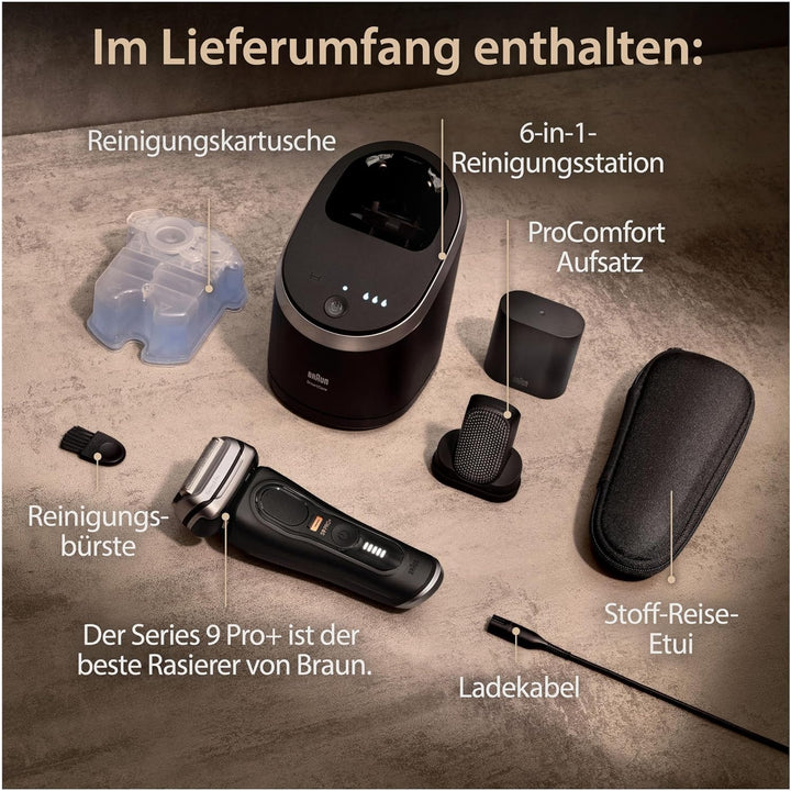 Braun Series 9 Pro+ Rasierer Herren Elektrisch, Elektrorasierer mit 5 Pro Rasierelementen, ProComfor