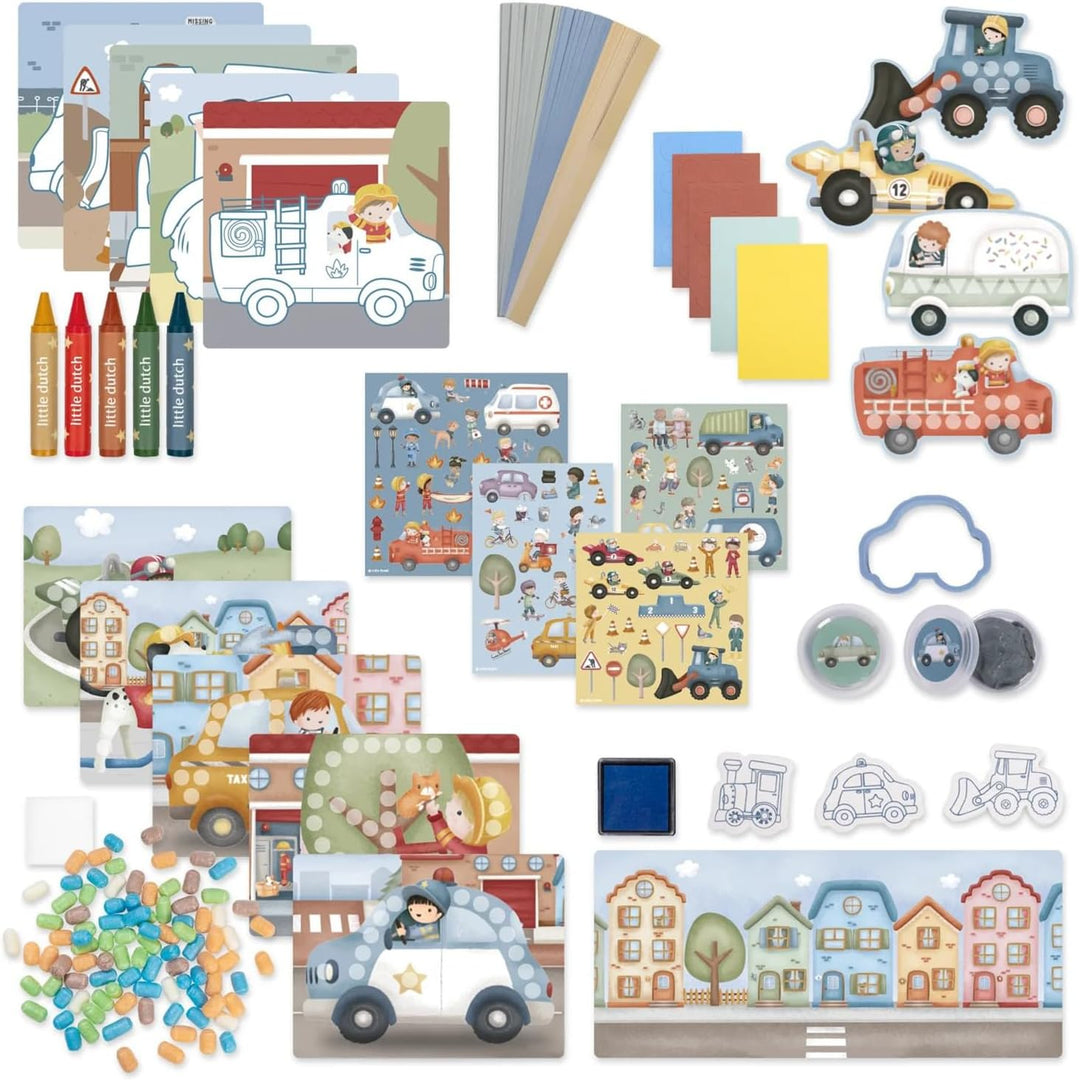 Little Dutch Bastelset/Kreativitätsbox XL - für Jungen ab 3 Jahren - Kreativ Basteln Aufkleber Stick