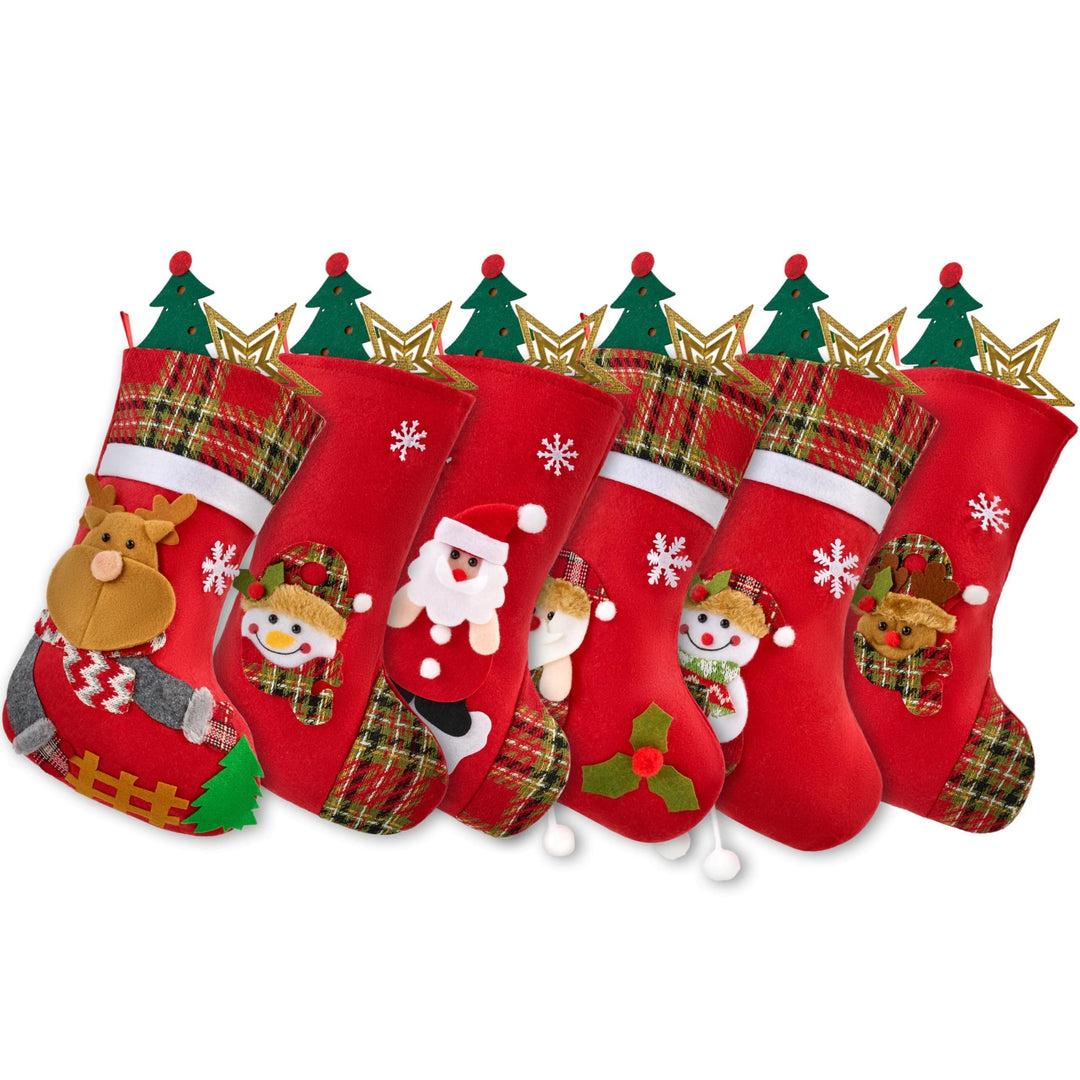 JOYIN 6 Stück Weihnachts-Aufbewahrungsbeutel, Weihnachtsstrumpf-Dekoration, Weihnachtsstrümpfe mit F