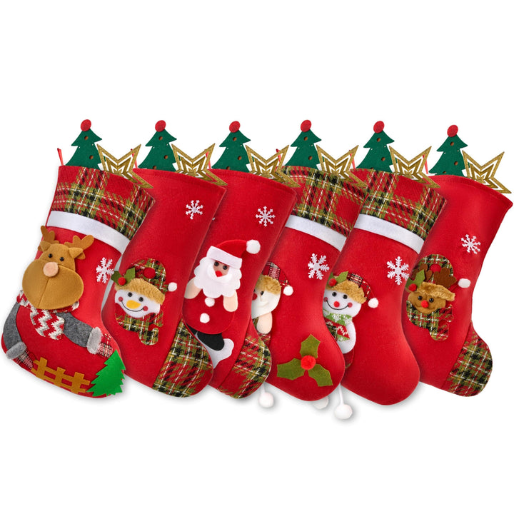 JOYIN 6 Stück Weihnachts-Aufbewahrungsbeutel, Weihnachtsstrumpf-Dekoration, Weihnachtsstrümpfe mit F