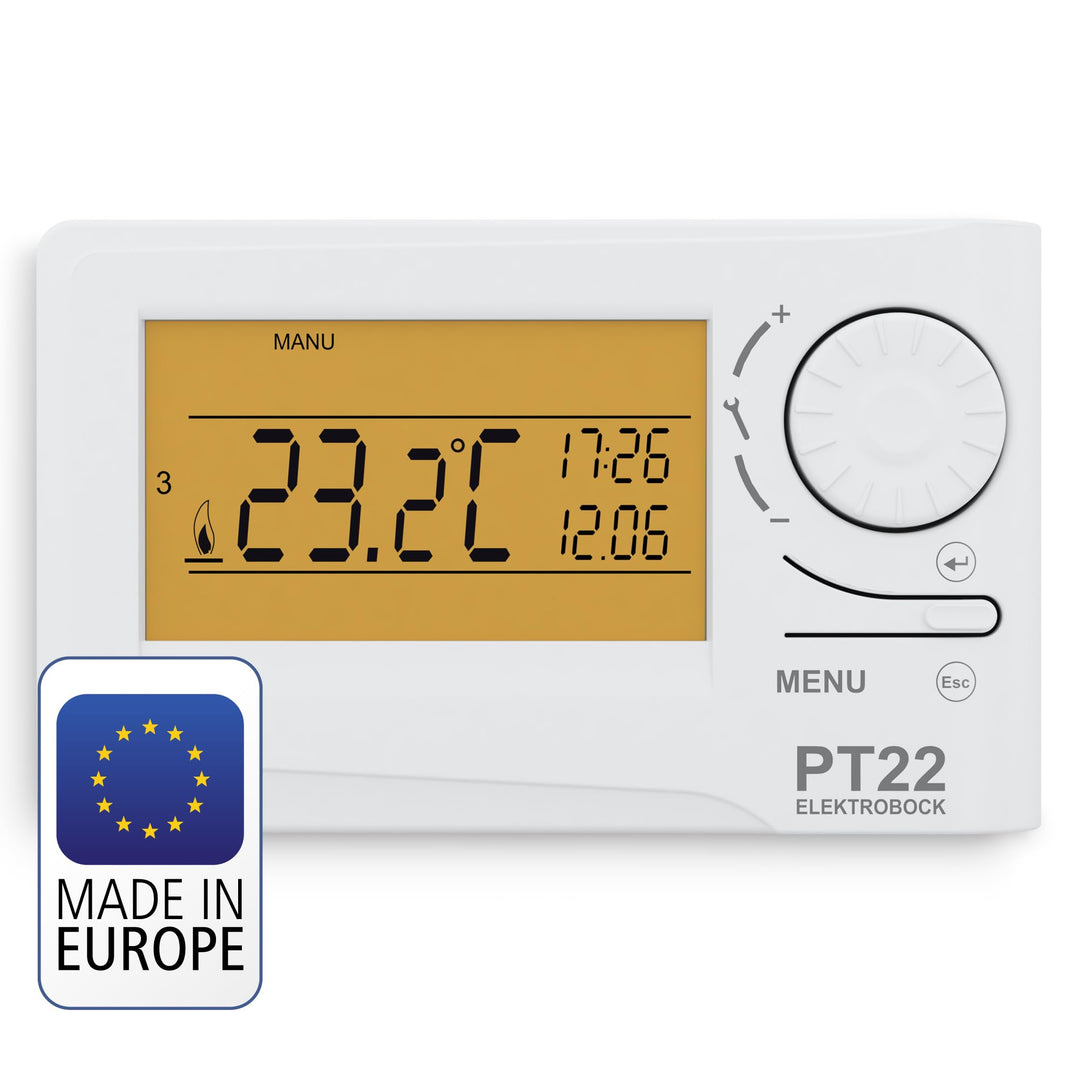 Elektrobock Digitaler Raumthermostat, PT22, 15,5x11x4 cm