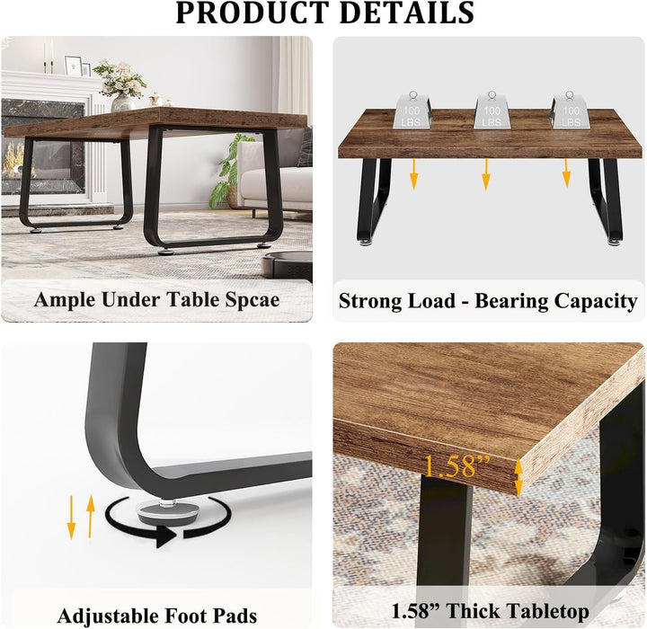 HSH Couchtisch Holz Tisch Wohnzimmertisch aus Holz Metallgestell Industrie Design für Wohnzimmer Bei