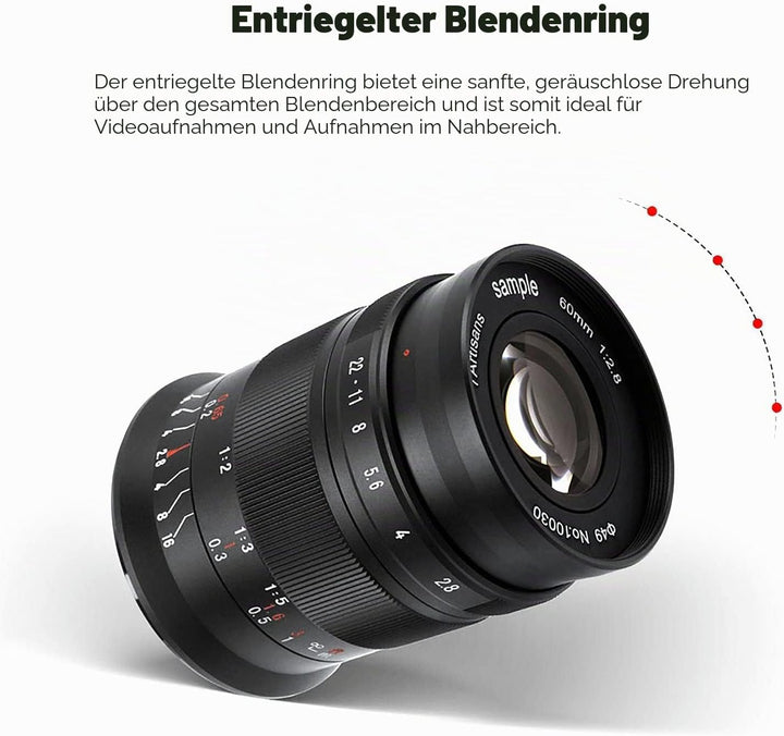7artisans 60mm F2.8 II Makro-Objektiv, Kompatibel mit Fuji X-Mount-Kameras Kameras X-A1 X-A10 X-A2 X