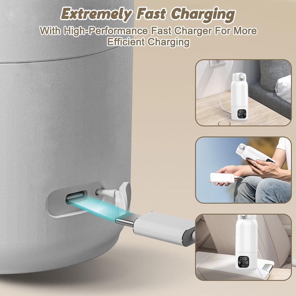 Flaschenwärmer Baby Unterwegs, 500ml Tragbarer Baby Flaschenwärmer mit 11000mAh Schnelles Aufheizen