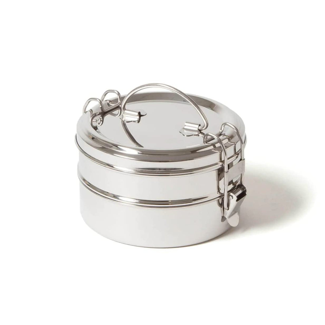 ECO Brotbox | Tiffin Double XL | runde Lunchbox aus Edelstahl mit 2 Lagen | 1400 ml