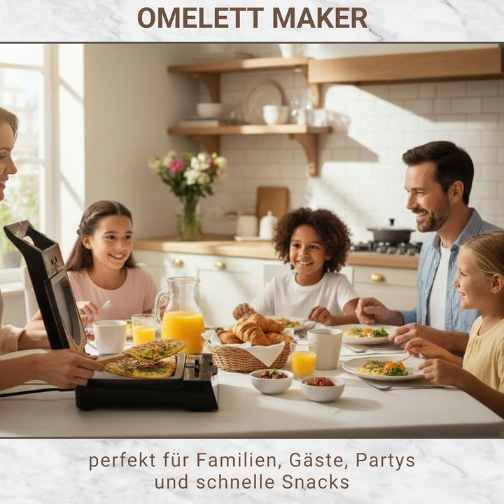 Syntrox Omelette Maker mit Wechselplatten, Edelstahl, schnelles Aufheizen, Antihaftbeschichtet, vers