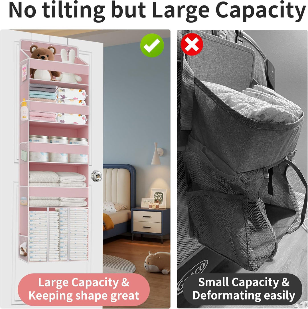 Tür Organizer Hängend mit 5 Fächern, 1 grossem Fassungsvermögen Caddy & 10 Seitentaschen, Wickeltasc