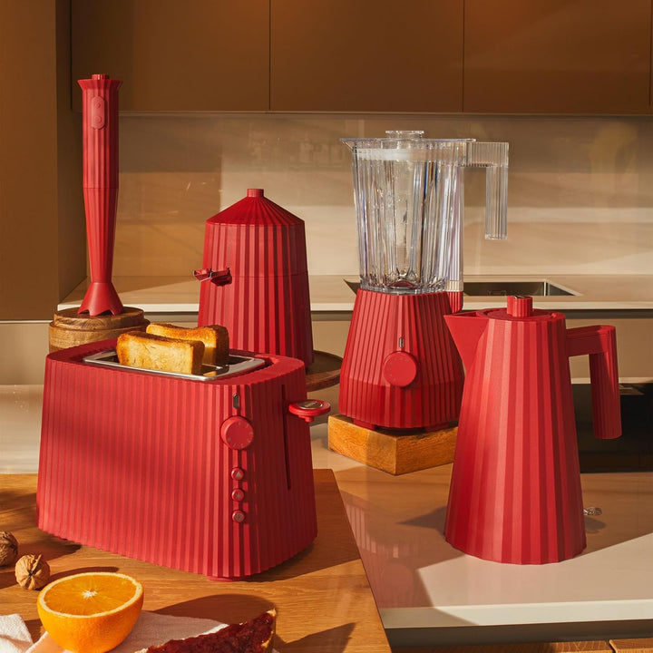 Alessi Plissé MDL09 R - Standmixer mit Abgestufter Karaffe, Thermoplastisches Harz, Europäischer Ste