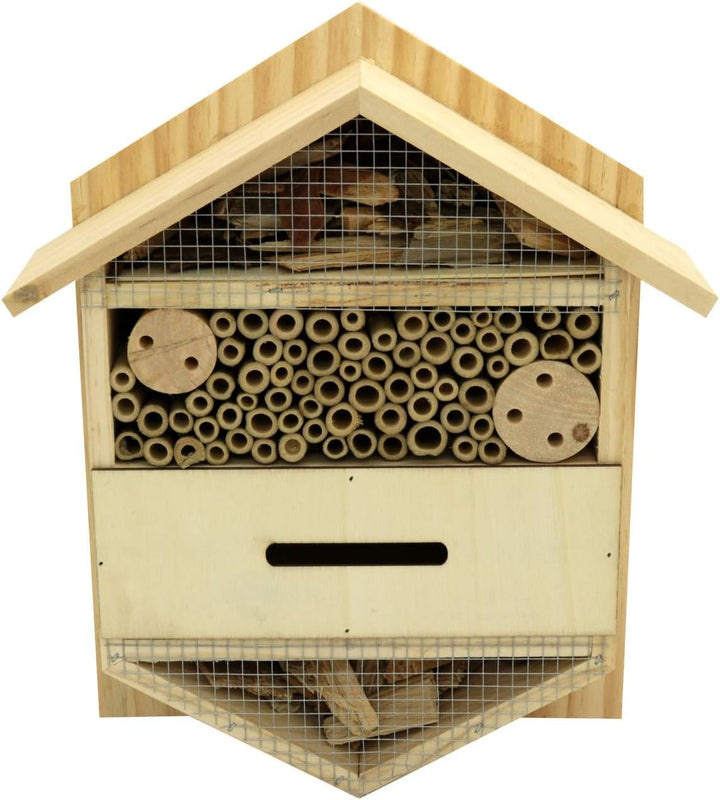 Eifa Insektenhotel Hexagon 4 Kammern Holz/Nistkasten Natur 29 x 33 cm verstärkt Insektenhaus aus Hol