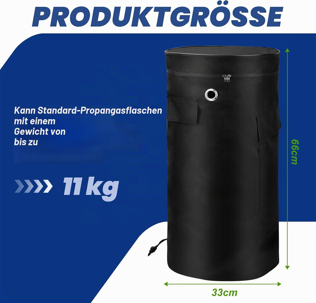 Abdeckhaube für Gasflasche 11 kg, Gasflaschenhülle 33x66cm 600D Oxford Gewebe, Gasflasche Abdeckung
