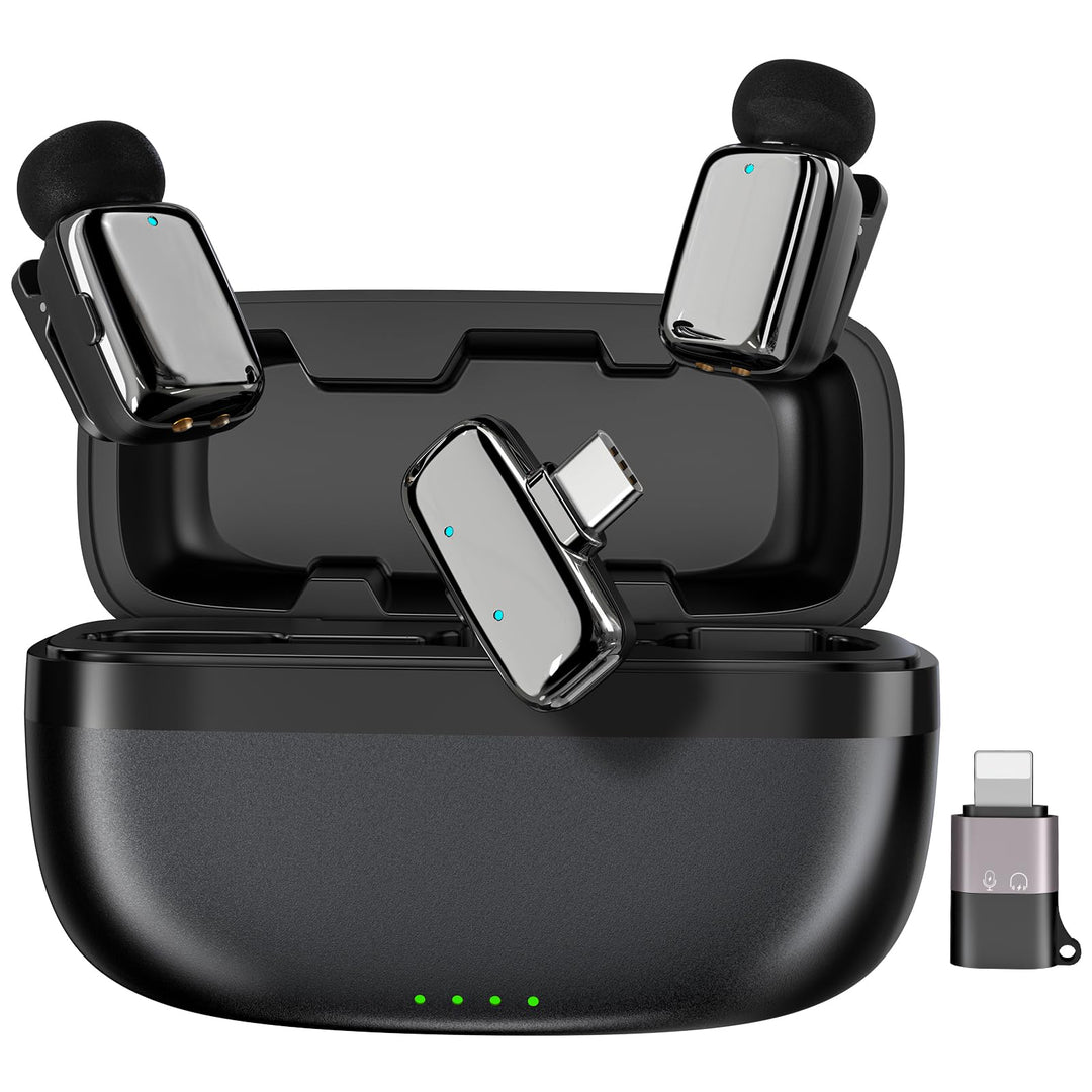 Kabelloses Mini-Mikrofon für Phone/Android/Pad 2er-Pack, Lavalier Ansteckmikrofon mit Lightning, USB