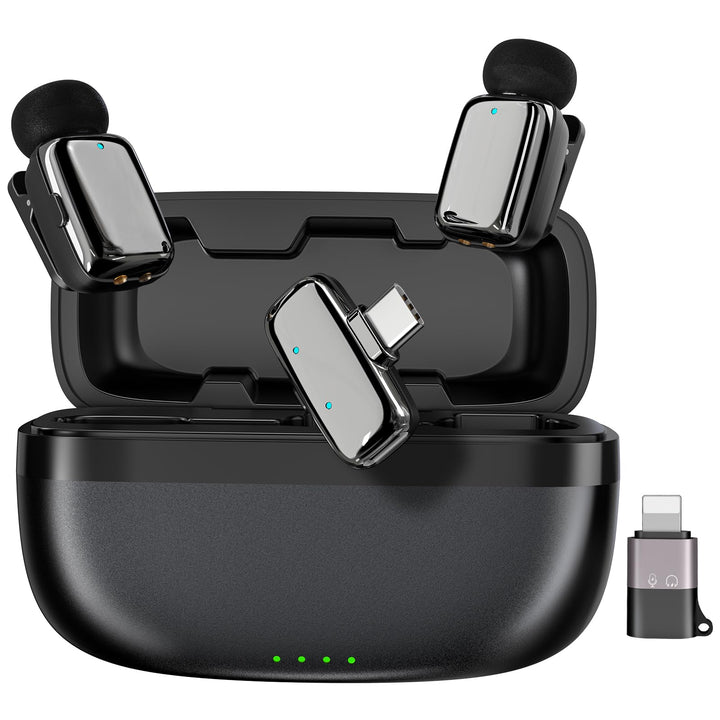 Kabelloses Mini-Mikrofon für Phone/Android/Pad 2er-Pack, Lavalier Ansteckmikrofon mit Lightning, USB