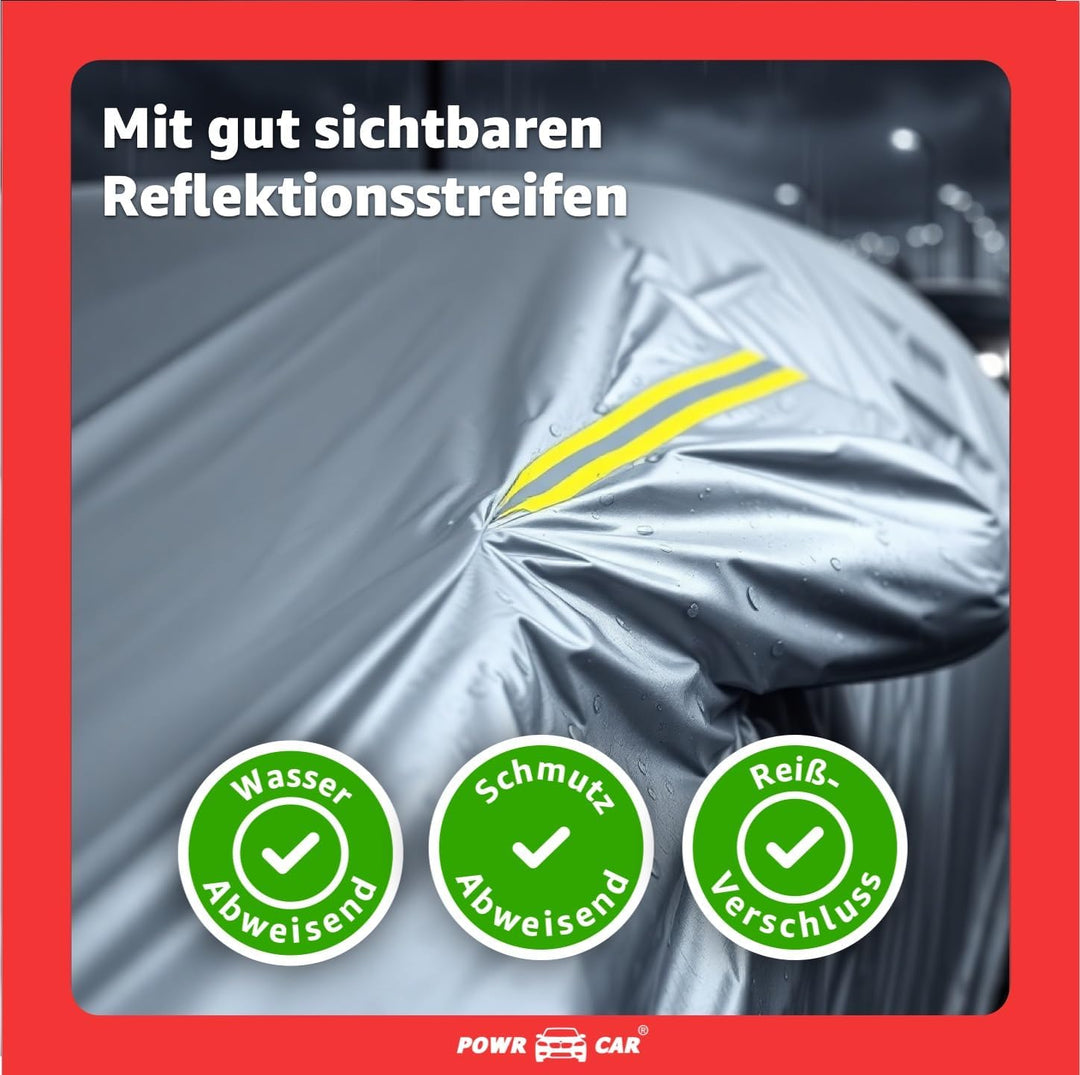 3X SUV Universale Autoschutzhülle: wasserdichte Autoplane für PKW/KFZ – Car Cover in Silber für umfa