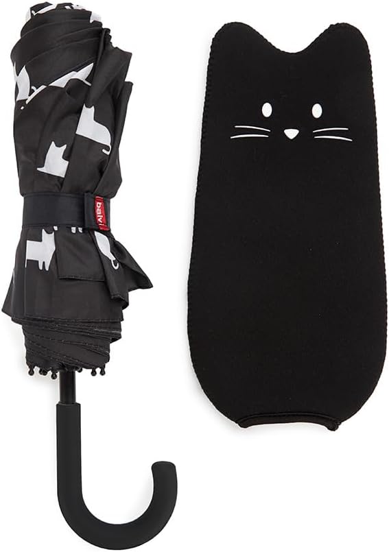 balvi Schirm Meowmbrella Farbe Schwarz Originelles Design voller Katzen Aus Nylon