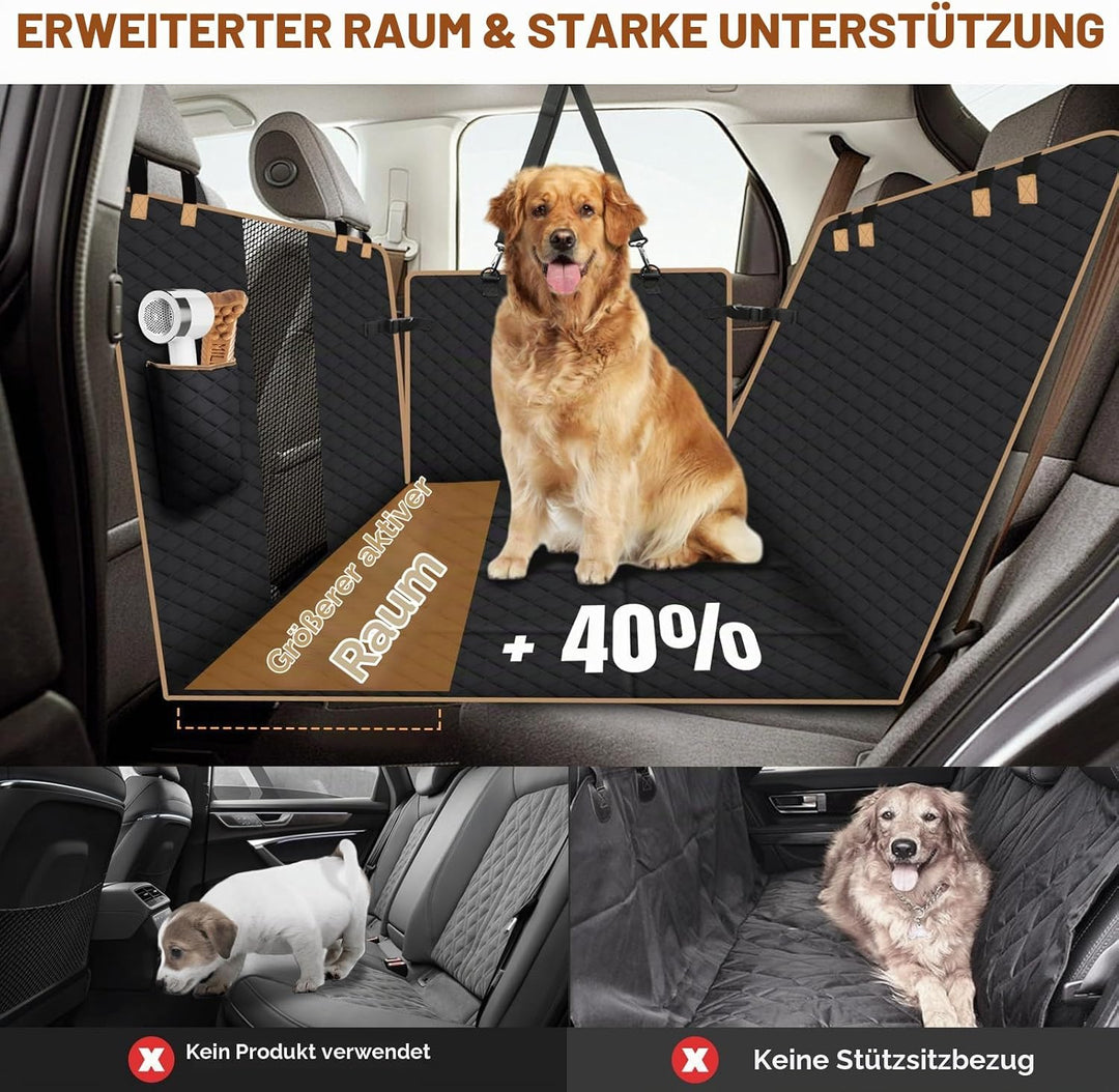 Lekespring Hundedecke Auto Rückbank Fester Boden - 4 Stabile Platten Hundedecke Rücksitzbank mit Har