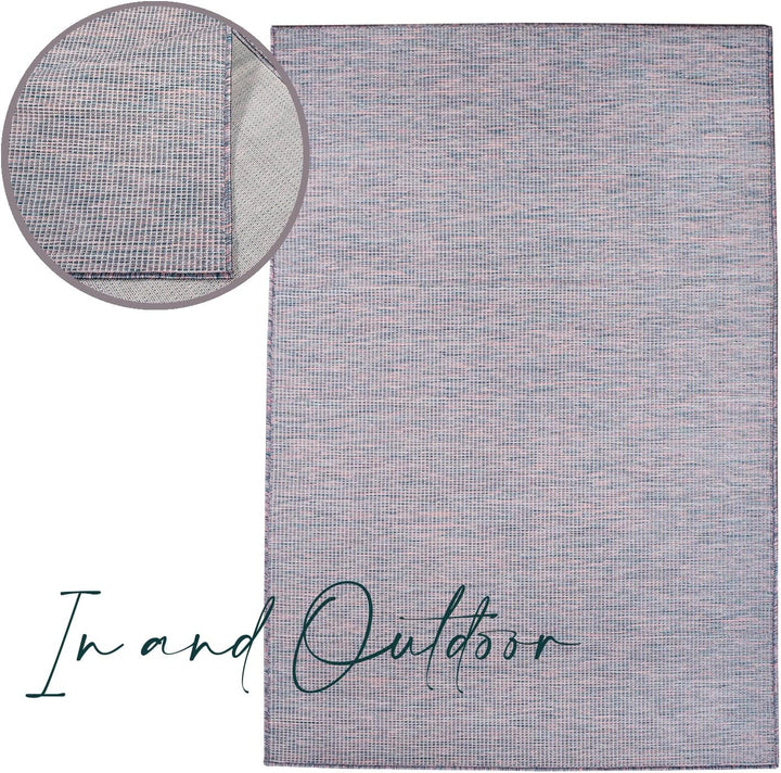 payé Outdoor Teppich Wetterfest - Blau-Pink - 240x340cm - Küche Badezimmer Balkon Garten Terrassente