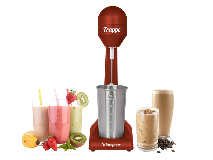 Beper - Elektrischer Standmixer für Milchshakes, Frappés, Smoothies und Cocktails, 2-Gänge, Aluminiu