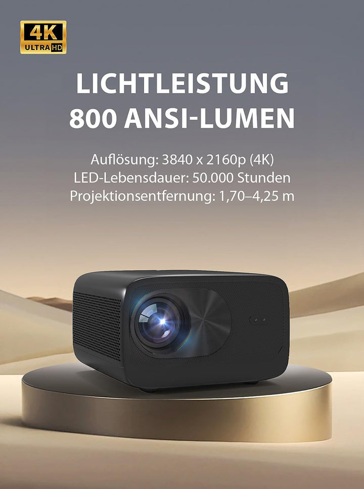 Beamer natve 4K: WLAN-LED-Beamer mit nativer 4K-UHD-Auflösung, 12.000 lm, 600 ANSI (Projektor, für S
