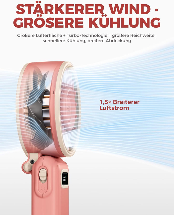 Diveblues Handventilator Tragbarer Turbo-Ventilator mit 100 Stufen und 7.4m/s Starkem Luftstrom, 180