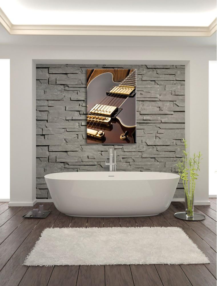 Pixxprint E-Gitarre, Format: 100x70 auf Leinwand, XXL riesige Bilder fertig gerahmt mit Keilrahmen,