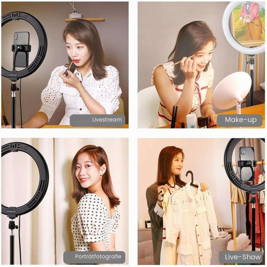 APP Life Ring Light für Selfies 10 Zoll - dreieckige Halterung - 3 Beleuchtungsmodi mit 10 Helligkei