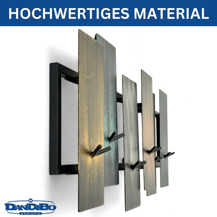 DanDiBo Garderobe Wand Schwarz Metall 96629 Wandgarderobe mit 12 Haken Modern Hakenleiste Garderoben