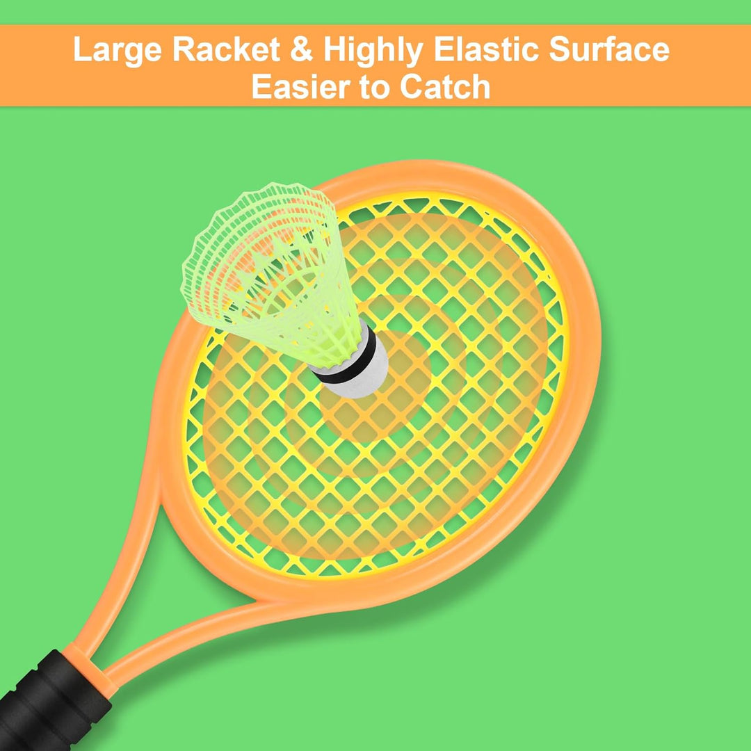 Tennisschläger Kinder, 2 in 1 Badminton Tennis Schläger Set mit 2 Trainingsbälle und 6 Badminton, Ba