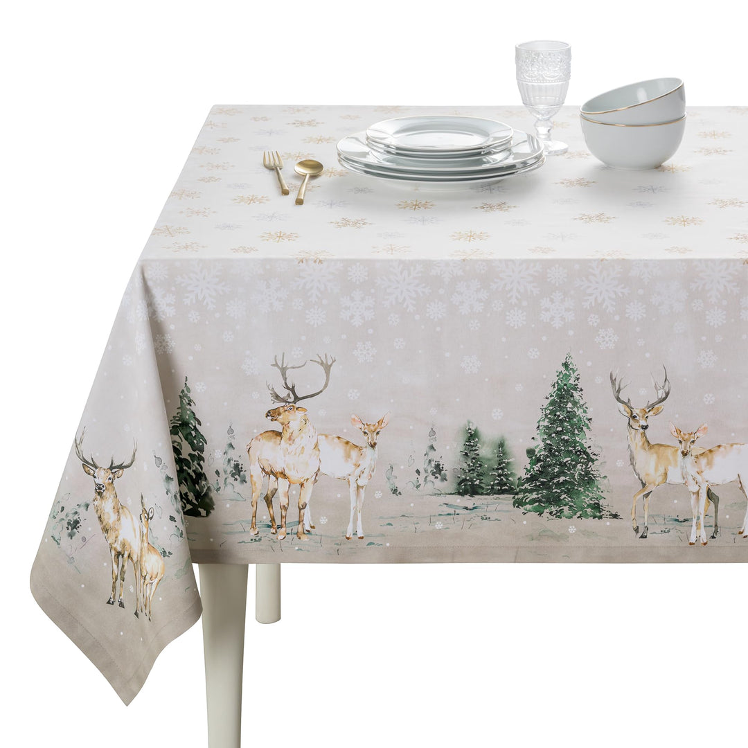 Maison d' Hermine Deer In The Woods 100% Baumwolle Tischdecke für Küche | Abendessen | Tischplatte |