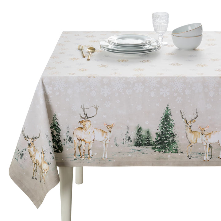 Maison d' Hermine Deer In The Woods 100% Baumwolle Tischdecke für Küche | Abendessen | Tischplatte |