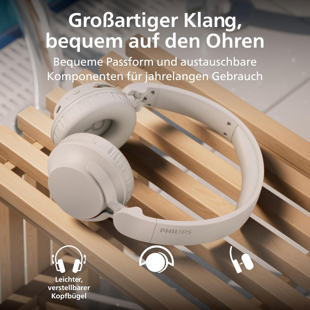 Philips TAH4000 ohraufliegender kabelloser Kopfhörer mit bis zu 70h Wiedergabedauer, dynamischem Bas