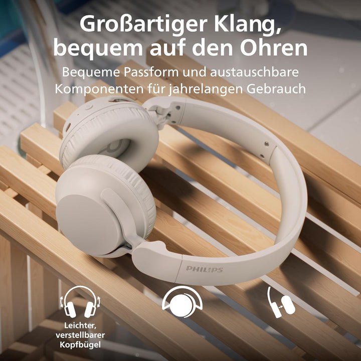 Philips TAH4000 ohraufliegender kabelloser Kopfhörer mit bis zu 70h Wiedergabedauer, dynamischem Bas